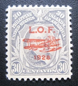 1928 USA Philippinen 30 Cent Luftpost C27 Doppeldecker LOF 4 Margins MH OG - Bild 1 von 2