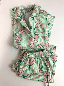 8 OAK LANE Pickleball Pajama Pants Set Pink Green Women’s Size XS/S - Picture 1 of 23