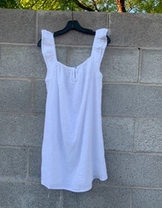 VINEYARD VINES Badeanzug Überwurf/Kleid weiß Rüschen ärmellos hauchdünn Medium - Bild 1 von 10