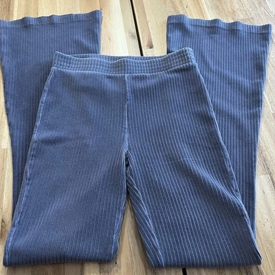 Aerie Women’s Ribbed Flare Pants Blue Gray Size Small Regular Stretch Lounge - Image 1 of 4