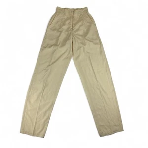 Vintage Womens Shiny Cream Pants Prev West Hollywood 80s Glam Dress Slacks - Picture 1 of 7