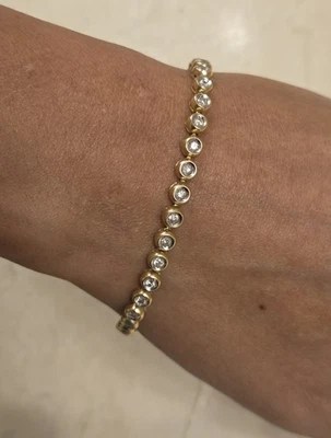 Brazalete tenis oro macizo 14k 3+ quilates diamantes 7,5" Foto 1 de 4