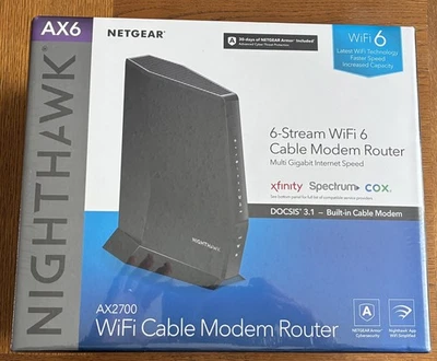 NETGEAR “Nighthawk” AX6  - AX2700 Cable  Modem Router (WiFi 6, DOCSIS 3.1) - image 1 of 4