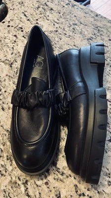 AGL NUEVO Celeste Talla US 10.5 EU 40.5 Cuero Plataforma Grueso Mocasines Zapatos Negro Foto 1 de 4