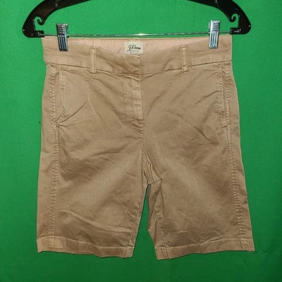3341) NUEVO SIN ETIQUETAS J CREW talla 0 algodón chino caqui pantalones cortos 10" entrepierna nuevo 0 Foto 1 de 4