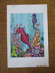 'Seahorse Coral View', Tropical Art print, 9"x12" image - Bild 1 von 6