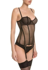 LA PERLA GUEPIERE MODELE FRAMES TAILLE 85B EN TULLE ORNE D'ELEMENTS SWAROVSKI - Foto 1 di 8