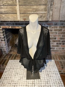 cardigan cato cravatta davanti all'uncinetto nero taglia 22/24 nuovo con etichetta - Foto 1 di 5