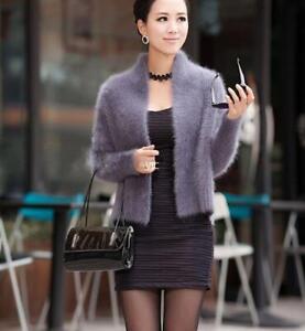 Womens Real Mink Fur Cashmere Sweater Cardigan Coat Jacket Womens Outwear Warm