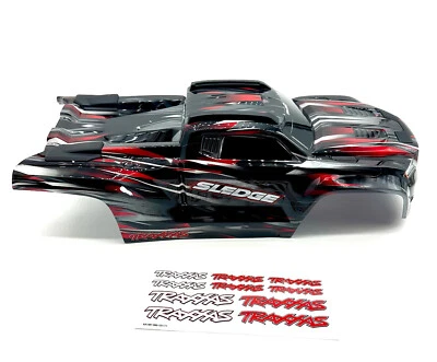Fits Traxxas SLEDGE 95096-4 - Body Shell RED Black cover roll cage mount - Image 1 of 3