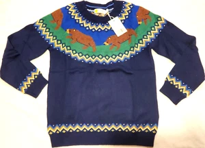 Mini Boden Fair Isle Pullover Wildlife Bear Blau Neu mit Etikett Neu 9-10 - Bild 1 von 5