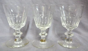 Set of three antique Georgian slice-cut clear port glasses: circa 1820-1830 - Picture 1 of 6