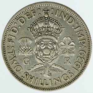 1939 United Kingdom Great Britain GEORGE VI Silver Florin 2Shilling Coin i116795 - Picture 1 of 2