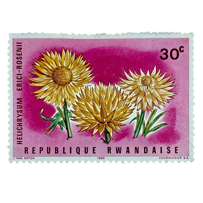Estampilla postal floral de flores de Ruandaise de la República - Sello único - Usado Foto 1 de 4