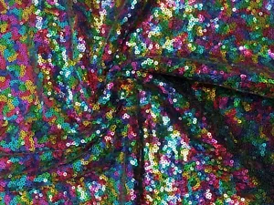 3mm Sequin Fabric Material Sparking Sequins 1 Way Stretch 51" Wide - Rainbow - Picture 1 of 8