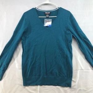 Neu Kirkland dunkelblauer Langarm-Strickpullover mit V-Ausschnitt Gr. L Damen Freizeit - Bild 1 von 12