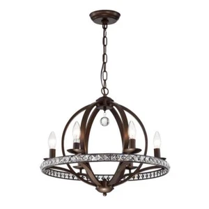 Warehouse of Tiffany Cage Pendant 6-Light 15.4" Geometric Round Rustic Bronze - Picture 1 of 3