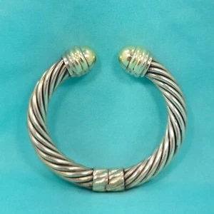 David Yurman 10mm Classic 925 Sterling Silver Cable Bracelet With 14K Gold Domes - Picture 1 of 8