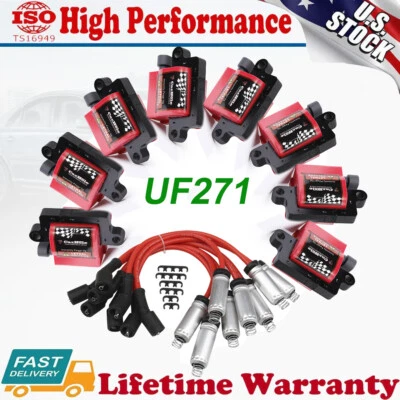 8x High Performance Ignition Coil & Wire Set For Chevy GMC 4.8L 5.3L 6.0L 8.1L - Image 1 of 4