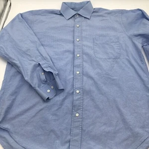J McLaughlin Shirt Men XL Blue White Striped Button Up 100% Cotton Pocket - Picture 1 of 9