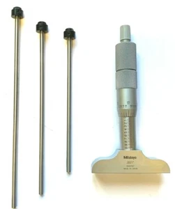 Mitutoyo 129-127, 0 - 4" X .001" Depth Micrometer, 2-1/2" Base - Picture 1 of 12