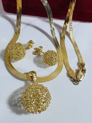 "Collar de pendientes de bola de oro real genuino 750 puro de 18 quilates 17"" de largo 3,8 mm 10,8 g gargantilla" Foto 1 de 4