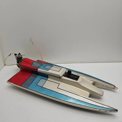 De colección RC Catamarán Barco Brillo Motor Nitro Rojo Blanco Azul Casco COMO ESTÁ Foto 1 de 4