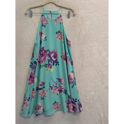 Everly Women Blue Floral Print Halter Neck Dress Size Medium - Image 1 of 4
