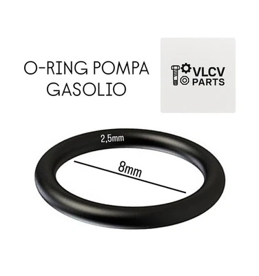 GOMMINO GUARNIZIONE O-RING INGRESSO POMPA GASOLIO DIESEL ØINT. 8mm SPESS. 2.5mm - Imagen 1 de 2
