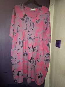 KIT AND KABOODAL..PINK PURPLE LINEN DRESS..LADIES..ONE SIZE - Picture 1 of 4