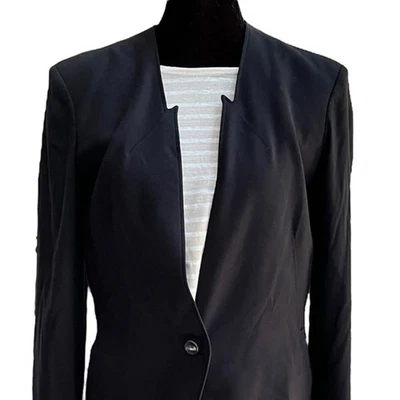 HELMUT LANG BLACK CROPPED BLAZER SIZE 8 CLASSIC CROPPED COAT - Image 1 of 4