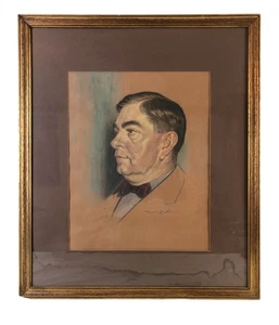Pintura Original Clarence Canning Allen Will Rogers 1943 Enmarcada Mate - Imagen 1 de 3