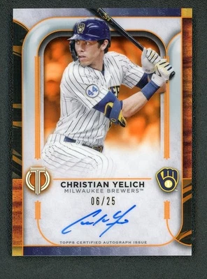 2022 Topps Tribute Baseball Christian Yelich Autograph Orange /25 - Image 1 of 2