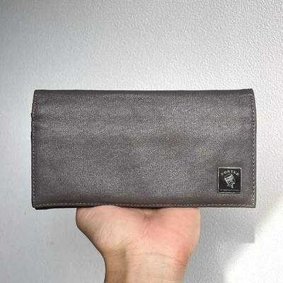 PORTER Yoshida & Co. Tokio Cartera de Cuero Gris Cremallera Larga Hecha en Japón Limitada Foto 1 de 4