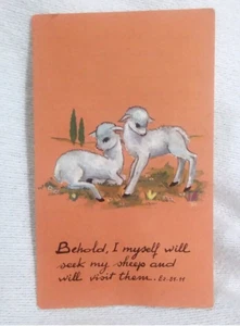 Behold I Myself Will Seek My Sheep & Will Visit Them Lambs Bookmark w/ Note Ez34 - Picture 1 of 7
