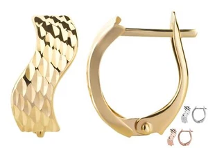 Orecchini a cerchio in oro 333 oro bianco oro rosa 12 mm oro vero ondulato largo tondo - Foto 1 di 9