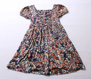 Evsie Girls Pleated Detail Puff Sleeve Dress AC2 Multi Floral Size XS (8) NWT - Picture 1 of 3