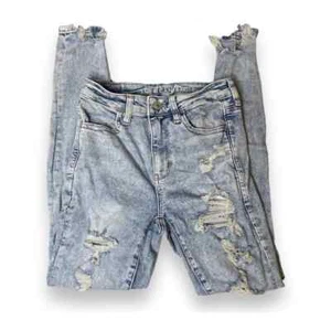 AEO | Distressed Bleached Blue Super High-Rise Jeggings - Picture 1 of 11