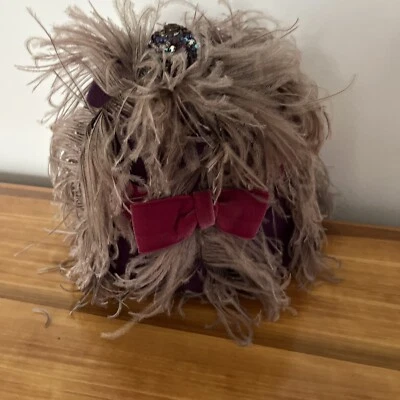 Sombrero púrpura pluma avestruz vintage 1940 hecho en Austria Jeanne Tete Estella Foto 1 de 4