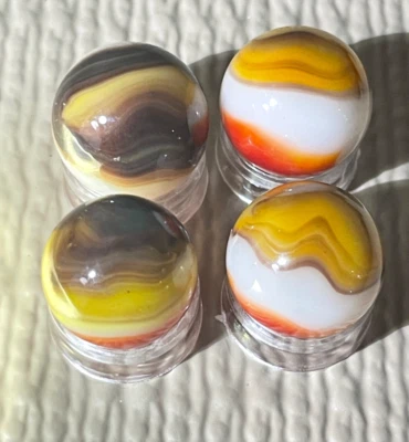 Beautiful Vintage Lot (4) of Vitro Agate All Red 5/8" Marbles (Mint). - Image 1 of 4