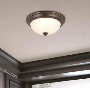 CE-13 in. 180-Watt Equivalent Oil-Rubbed Bronze Integrated LED Flush Mount Shade - Picture 1 of 2