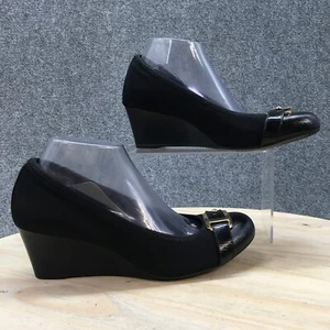 Alfani Step N Flex Heels Womens 8.5 M Carterr  Wedge Pump Black Faux Leather - Picture 1 of 11