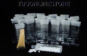 Pack of 25 Rectangle Clear Plastic Storage Tubes With Flip Tops 3"