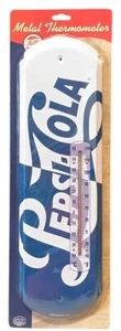 Pepsi Cola Metal Tin Thermometer Indoor Outdoor Vintage Reproduction 17.5" - Picture 1 of 1