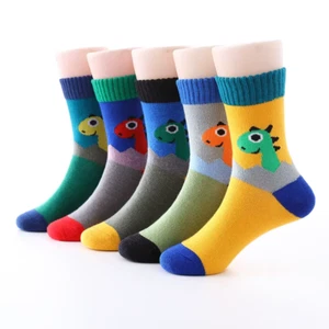 New 5 Pairs Children'S Socks Spring Autumn Cotton Cartoon Dinosaur Boy Socks 3-1 - Picture 1 of 7