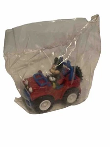 1980s Disney Mickey Mouse Jeep Pullback Car Toy Figure, New In Original Plastic - Picture 1 of 3