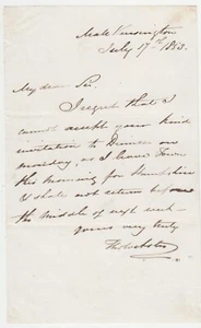 Thomas Webster (1800-1886), Maler, Autogrammbrief von 1853 - Bild 1 von 1
