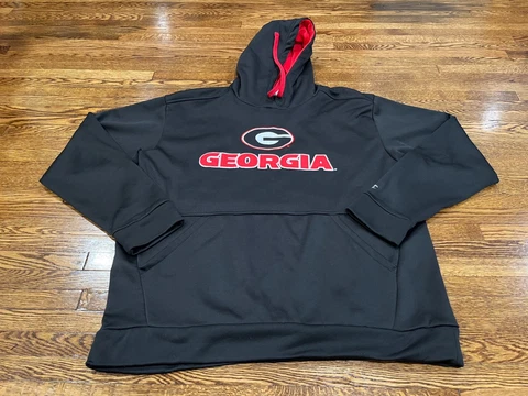 Champion Georgia Bulldogs Sweatshirt Black Embroidered Pullover Hoodie Mens L Cover