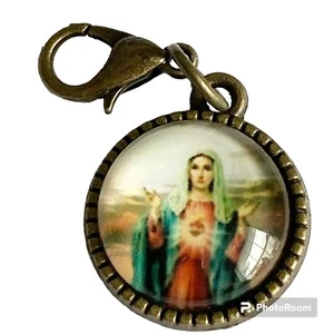 Sacred Heart Virgin Mary Clip On Charm for Bracelet Jesus Catholic Christian - Picture 1 of 10