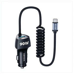 Auto Ladegerät USB C Kabel 90W 12V 24V Schnellladen Zigarettenanzünder Adapter - Bild 1 von 10